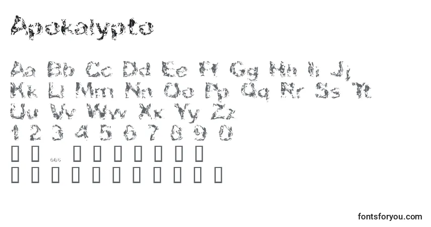 Czcionka Apokalypto – alfabet, cyfry, specjalne znaki