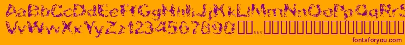 Apokalypto-fontti – violetit fontit oranssilla taustalla