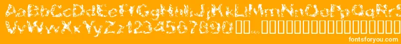 Apokalypto-Schriftart – Weiße Schriften auf orangefarbenem Hintergrund