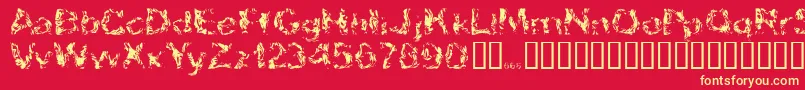 Apokalypto-Schriftart – Gelbe Schriften auf rotem Hintergrund