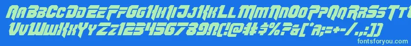 Omegaforceital12 Font – Green Fonts on Blue Background