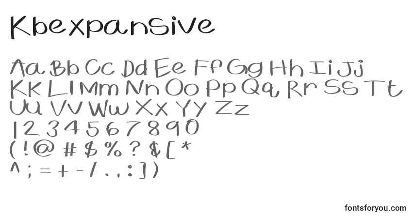 Czcionka Kbexpansive – alfabet, cyfry, specjalne znaki