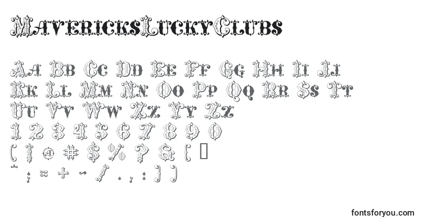MavericksLuckyClubs Font – alphabet, numbers, special characters
