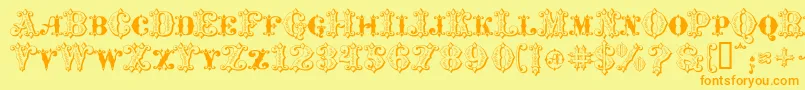 MavericksLuckyClubs Font – Orange Fonts on Yellow Background