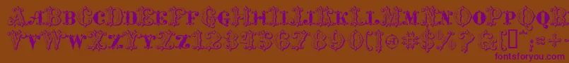 MavericksLuckyClubs-Schriftart – Violette Schriften auf braunem Hintergrund