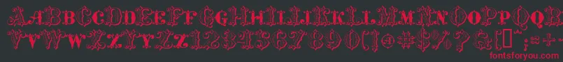 MavericksLuckyClubs-Schriftart – Rote Schriften auf schwarzem Hintergrund