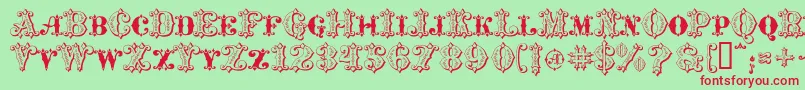 MavericksLuckyClubs Font – Red Fonts on Green Background