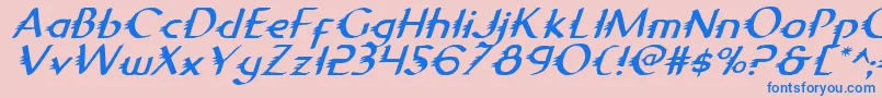 フォントGypsyroadi – ピンクの背景に青い文字