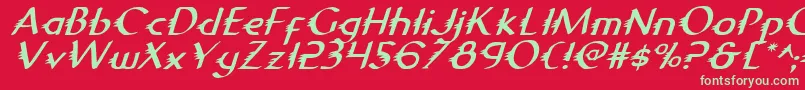 フォントGypsyroadi – 赤い背景に緑の文字