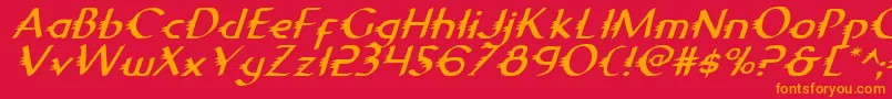 フォントGypsyroadi – 赤い背景にオレンジの文字