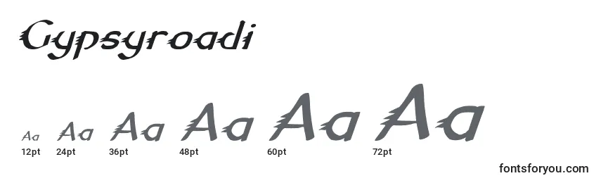 Размеры шрифта Gypsyroadi