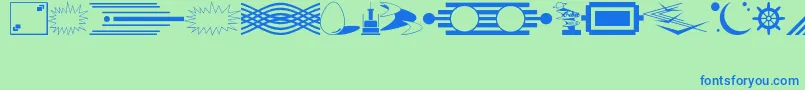 Fonte DecorativeElementsJl – fontes azuis em um fundo verde