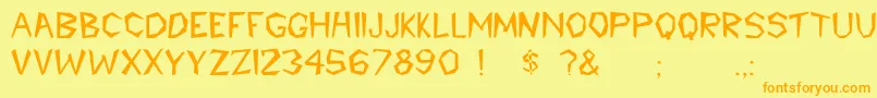 Cavemann Font – Orange Fonts on Yellow Background