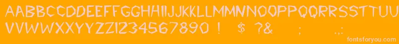 Cavemann Font – Pink Fonts on Orange Background