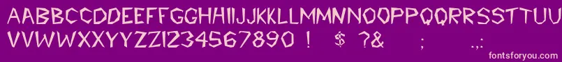 Cavemann Font – Pink Fonts on Purple Background