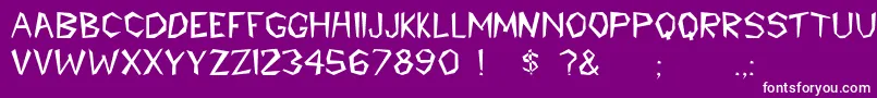 Cavemann Font – White Fonts on Purple Background