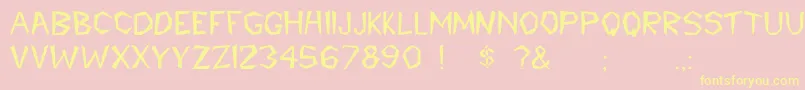 Cavemann Font – Yellow Fonts on Pink Background