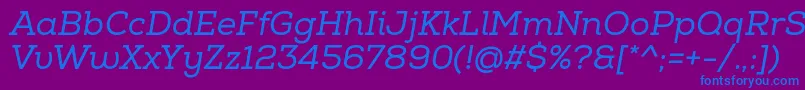 NexaSlabRegularItalic-Schriftart – Blaue Schriften auf violettem Hintergrund