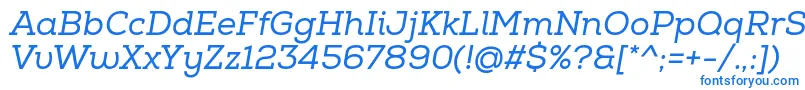 Шрифт NexaSlabRegularItalic – синие шрифты на белом фоне