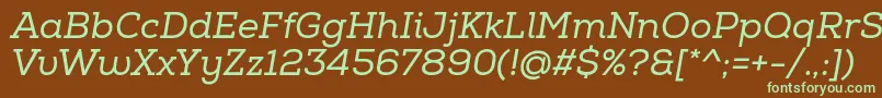 NexaSlabRegularItalic Font – Green Fonts on Brown Background