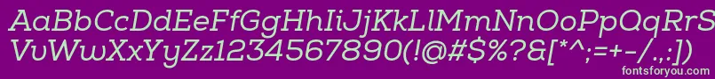 フォントNexaSlabRegularItalic – 紫の背景に緑のフォント
