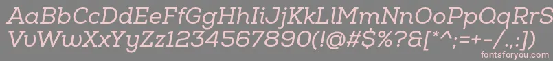 NexaSlabRegularItalic-fontti – vaaleanpunaiset fontit harmaalla taustalla