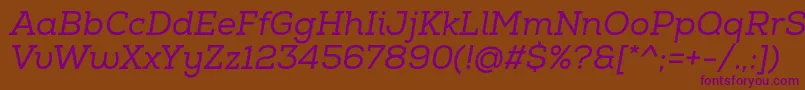 NexaSlabRegularItalic-Schriftart – Violette Schriften auf braunem Hintergrund