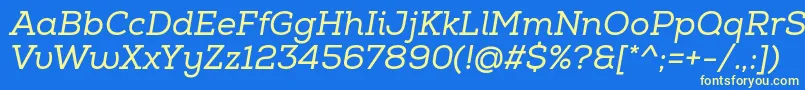 フォントNexaSlabRegularItalic – 黄色の文字、青い背景