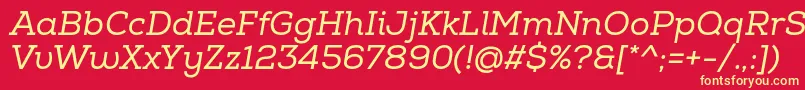 フォントNexaSlabRegularItalic – 黄色の文字、赤い背景