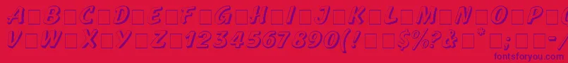 BoyaDisplayCapsSsi-Schriftart – Violette Schriften auf rotem Hintergrund