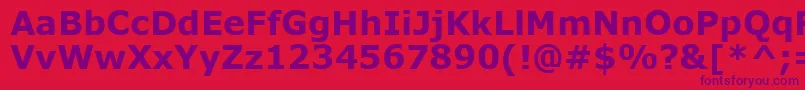 VerdanaBold-Schriftart – Violette Schriften auf rotem Hintergrund