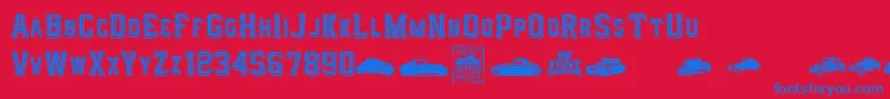 Police I.F.C.HotrodType – polices bleues sur fond rouge
