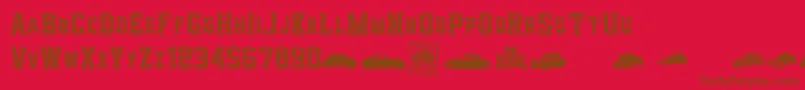 フォントI.F.C.HotrodType – 赤い背景に茶色の文字