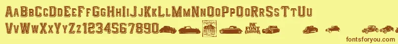 Fonte I.F.C.HotrodType – fontes marrons em um fundo amarelo