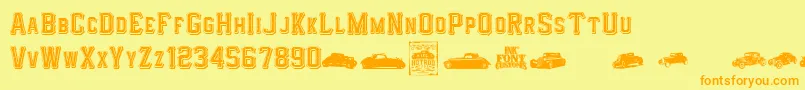 Czcionka I.F.C.HotrodType – pomarańczowe czcionki na żółtym tle