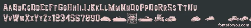 More about I.F.C.HotrodType Font I.F.C.HotrodType Font – Pink Fonts on Black Background