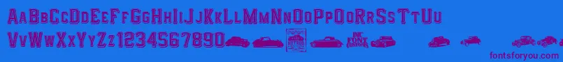 I.F.C.HotrodType-Schriftart – Violette Schriften auf blauem Hintergrund
