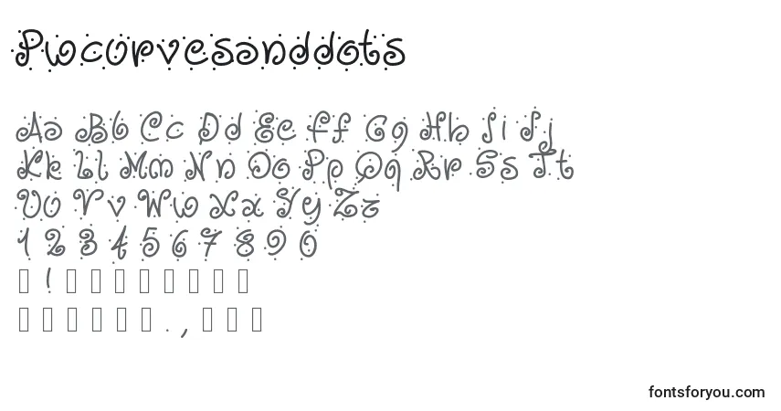 A fonte Pwcurvesanddots – alfabeto, números, caracteres especiais