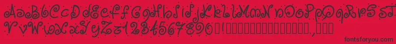 フォントPwcurvesanddots – 赤い背景に黒い文字