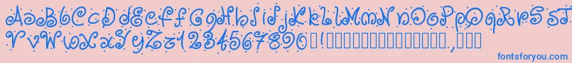 Pwcurvesanddots-Schriftart – Blaue Schriften auf rosa Hintergrund