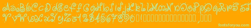 Pwcurvesanddots-Schriftart – Grüne Schriften auf orangefarbenem Hintergrund