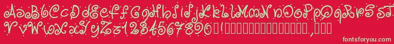 Pwcurvesanddots Font – Green Fonts on Red Background