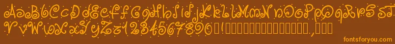 Pwcurvesanddots-Schriftart – Orangefarbene Schriften auf braunem Hintergrund