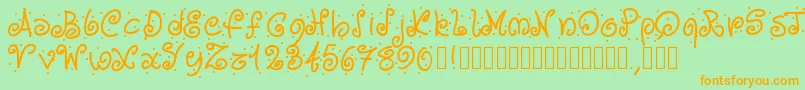 Pwcurvesanddots Font – Orange Fonts on Green Background