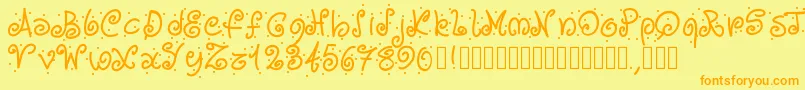 Pwcurvesanddots Font – Orange Fonts on Yellow Background
