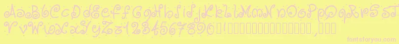 Pwcurvesanddots-Schriftart – Rosa Schriften auf gelbem Hintergrund