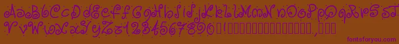 Pwcurvesanddots-Schriftart – Violette Schriften auf braunem Hintergrund