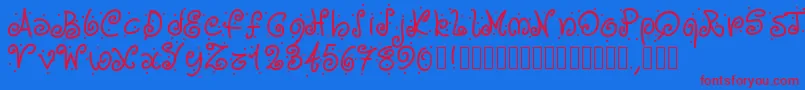 Pwcurvesanddots Font – Red Fonts on Blue Background