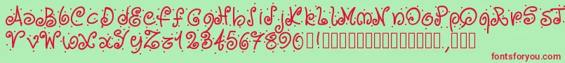 Pwcurvesanddots Font – Red Fonts on Green Background