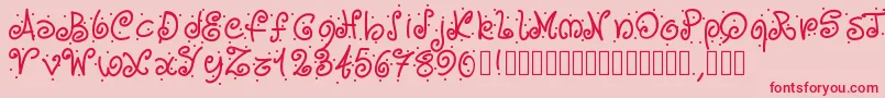 Pwcurvesanddots Font – Red Fonts on Pink Background